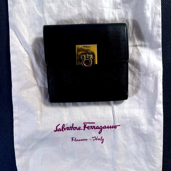 Salvatore Ferragamo Handbags - Salvatore Ferragamo Black Leather tri fold wallet